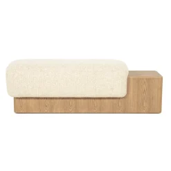 Bankje George Bouclé en essenhout, 133cm