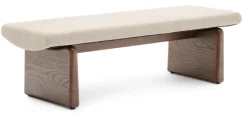 Bankje Topaz Chenille en essenhout, 150cm