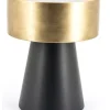 Bijzettafel Bunga 40cm zwart/goud met glazen blad