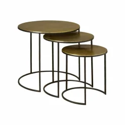 Bijzettafel Marina Set van 3 stuks, kleur Brass Antique