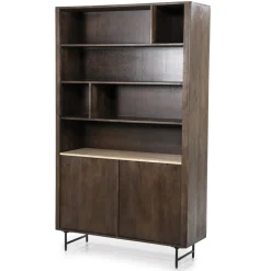 Boekenkast Lio Mangohout en Travertin, 200 x 120cm