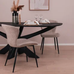 Deens Ovale Eettafel Mabel Mangohout, kleur Zwart