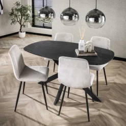 Deens Ovale Eettafel Majid Keramieklook, 150 x 90cm