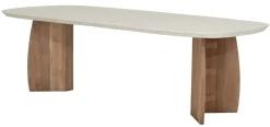 Deens Ovale Eettafel Nova Travertinlook en teakhout