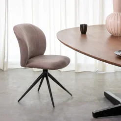 Draaibare Eetkamerstoel Kimo Micro Suede, kleur Taupe