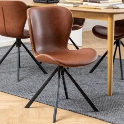 Draaibare Eetkamerstoel Olle PU, kleur Bruin