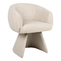 Draaibare Eetkamerstoel Quiriro Bouclé, kleur Crème