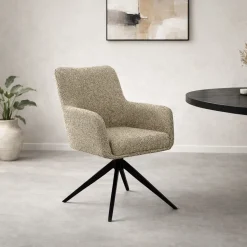 Draaibare Eetkamerstoel Tara Geweven stof, kleur Beige