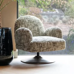 Draaifauteuil Kagney Geweven stof, kleur Bruin