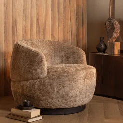 Draaifauteuil Woolly Chenille, kleur Zand