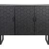 Dressoir Derrius Dennenhout, 135cm, kleu zwart