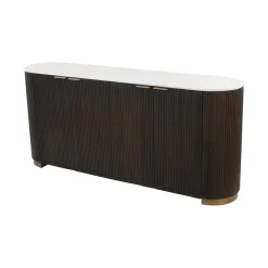 Dressoir Mayfield Mangohout en marmer, 180cm