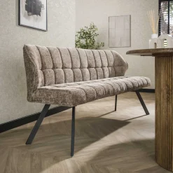 Eetkamerbank Thandie Hoven stof en zwart staal, 180cm