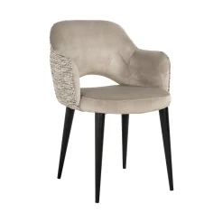 Eetkamerstoel Giovanna Velvet en stof, kleur Khaki