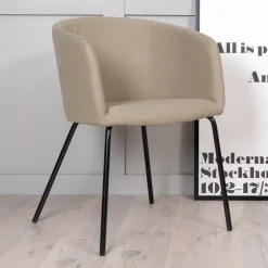 Eetkamerstoel Karna Linnenlook, kleur Beige