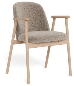 Eetkamerstoel Kenzo Bouclé en eikenhout, kleur Beige