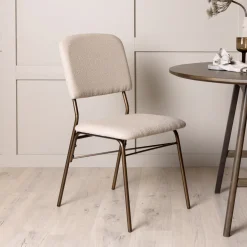 Eetkamerstoel Kristena Bouclé, kleur Beige