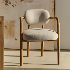 Eetkamerstoel Melqui Eikenhout, kleur Beige