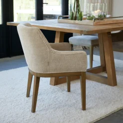 Eetkamerstoel Whistler Rubberhout en stof, Met armleuningen