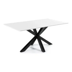 Eettafel Argo zwart / wit gelakt, 160 x 90cm