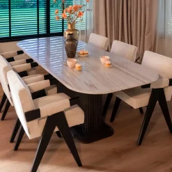 Eettafel Mayfield Marmer en Mangohout, 230 x 100cm