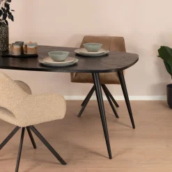 Eettafel Naomi Deens ovaal, Mangohout, kleur Zwart