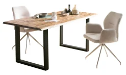 Eettafel Radhika Acaciahout en metaal, kleur Zwart