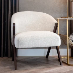 Fauteuil Mia Bouclé, kleur Wit