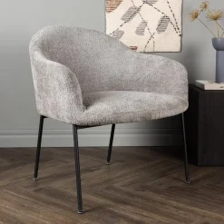 Fauteuil Sharise Bouclé, kleur Lichtgrijs
