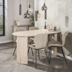 Halfronde Eettafel Laycie Travertinlook, 140 x 80cm