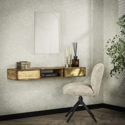 Hangende Kaptafel Renée Mangohout en brass, 123 x 30cm