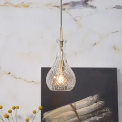 Hanglamp Brussels Druppel, Glas, kleur Goud