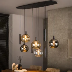 Hanglamp Janetta Glas en metaal, 5+4-lamps