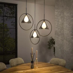 Hanglamp Jordie Smoke glas, 3-lamps