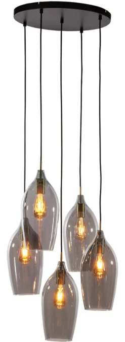 Hanglamp Lukaro kleur Smoke/Antiek Brons