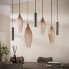 Hanglamp Luvia Frosted Glas, 4+3-lamps, kleur Sienna Bruin