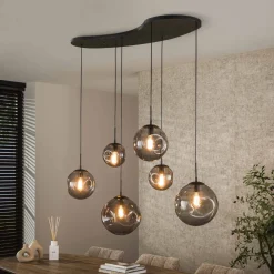 Hanglamp Noriko 6-lamps, Artic Black finish