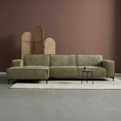 Loungebank River 304cm, Chenille, kleur Groen