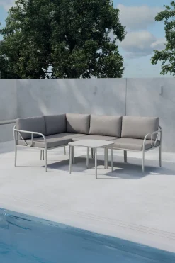 Loungeset Kalicia Met hoekbank en tafel, kleur Bruin/Beige