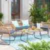 Loungeset Marcelo Tafel + 2 stoelen + bank, Polyrotan