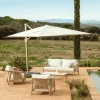 Loungeset Sirte Met 3-zitsbank, 2 fauteuils en tafel, kleur Ecru/Houtlook