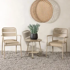 Loungeset Tandra Met 2 stoelen en tafel, kleur Beige