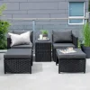 Loungeset Valari 2 loungestoelen, hockers en tafel