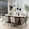 Organische Eettafel Laycie Keramiek in Travertinlook, 215 x 122cm