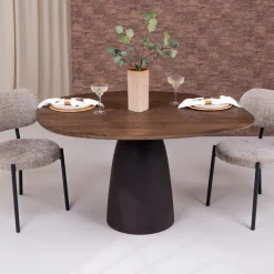 Organische Eettafel Madin Mangohout, 140cm, kleur Espresso