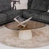Organische Salontafel Jacky Glas en betonlook, 110 x 65cm