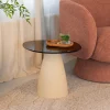 Organische Salontafel Jacky Glas en betonlook, 50 x 43cm