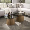 Organische Salontafel Kely Driehoek, set van 2 stuks, Brons glas