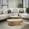 Organische Salontafel Laycie Keramiek in Travertin-look, Set van 2 stuks