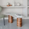 Organische Salontafel Patty Marmer en mangohout, 86 x 48cm